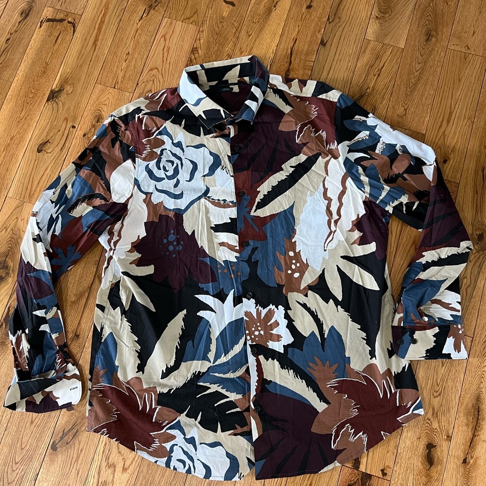 Perry Ellis All Over Print Button Up Xxl - image 1